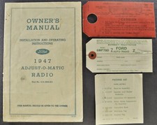 1947 Ford Radio Manual Dash Tags Sedan Convertible Coupe Nice Original 47