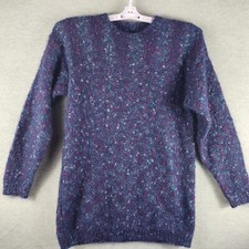 Paul Harris Woman Pullover Sweater S Blue Mohair Retro Tunic High Neck EUC