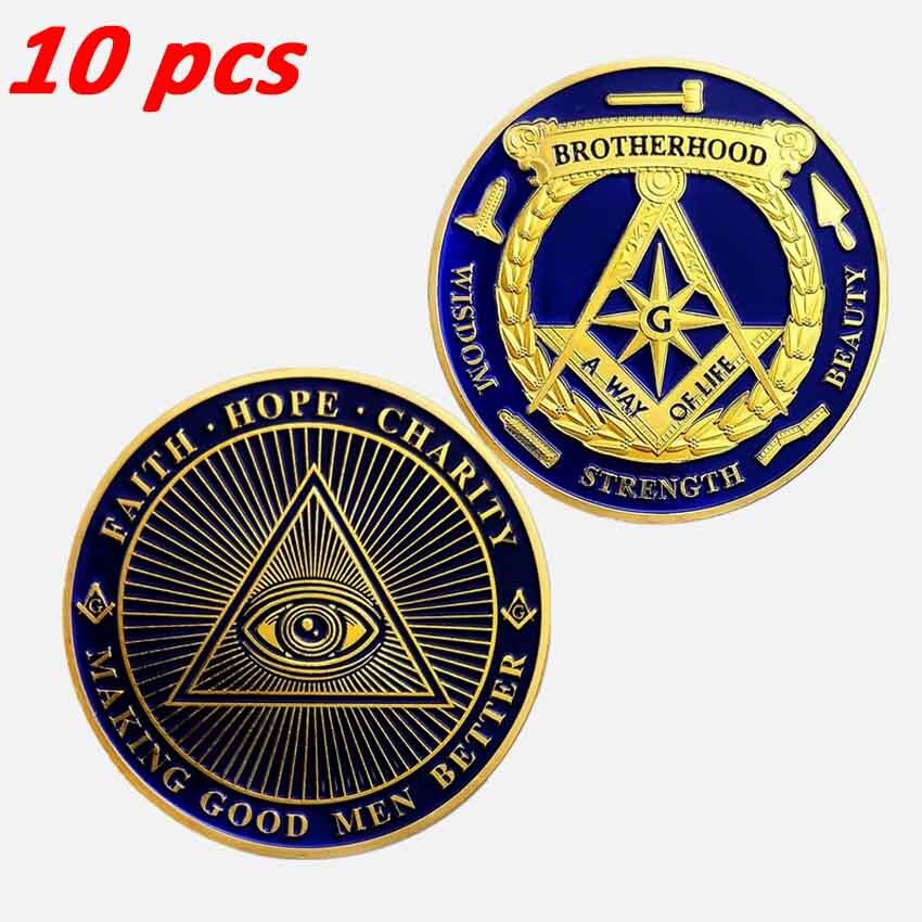 10PCS Brotherhood Freemasons Masonic Challenge Coin Making Good Men Better