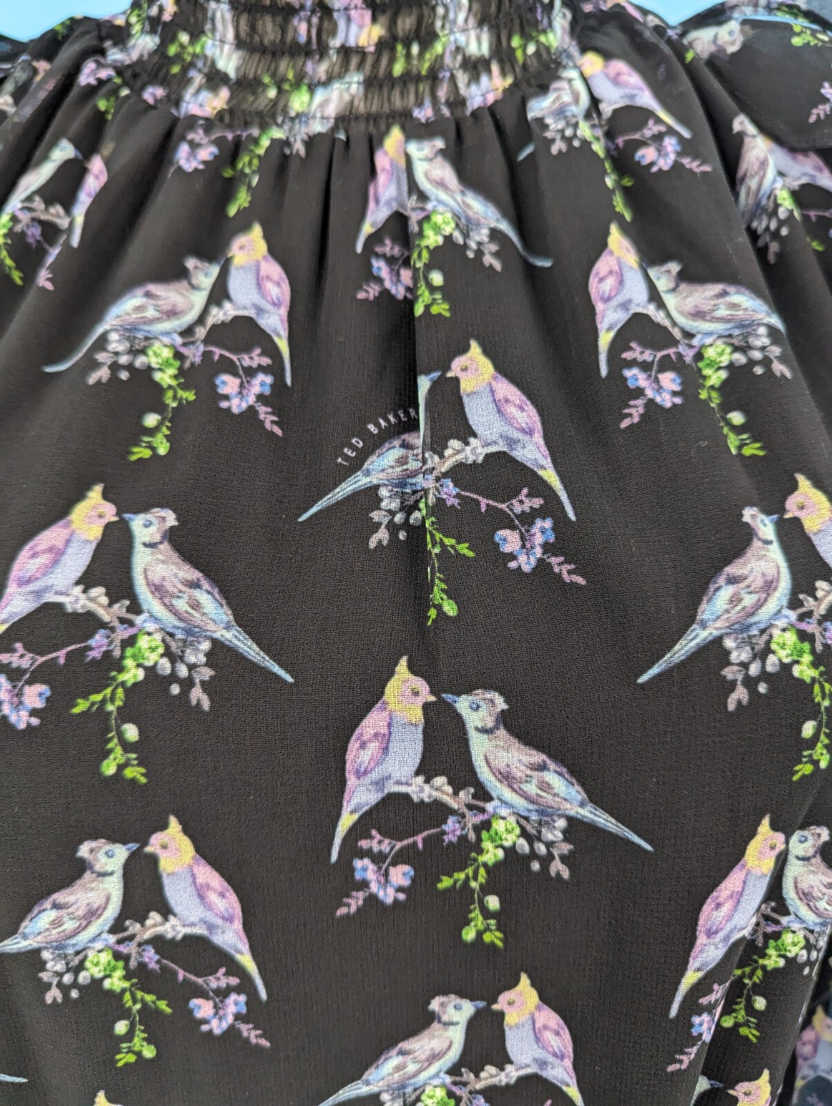 Ted Baker New 1 XS Hilaina Love Birds Cold-Shoulder Dress NWOT *Cut Tags*