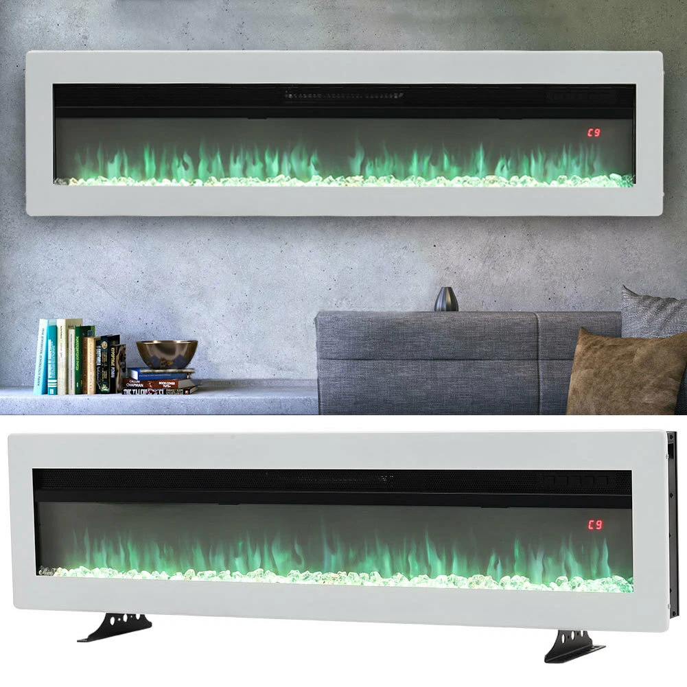 60-Inch White Electric Fireplace LED Fire Wall Mounted/Insert/Standing- 9  Colour | eBay