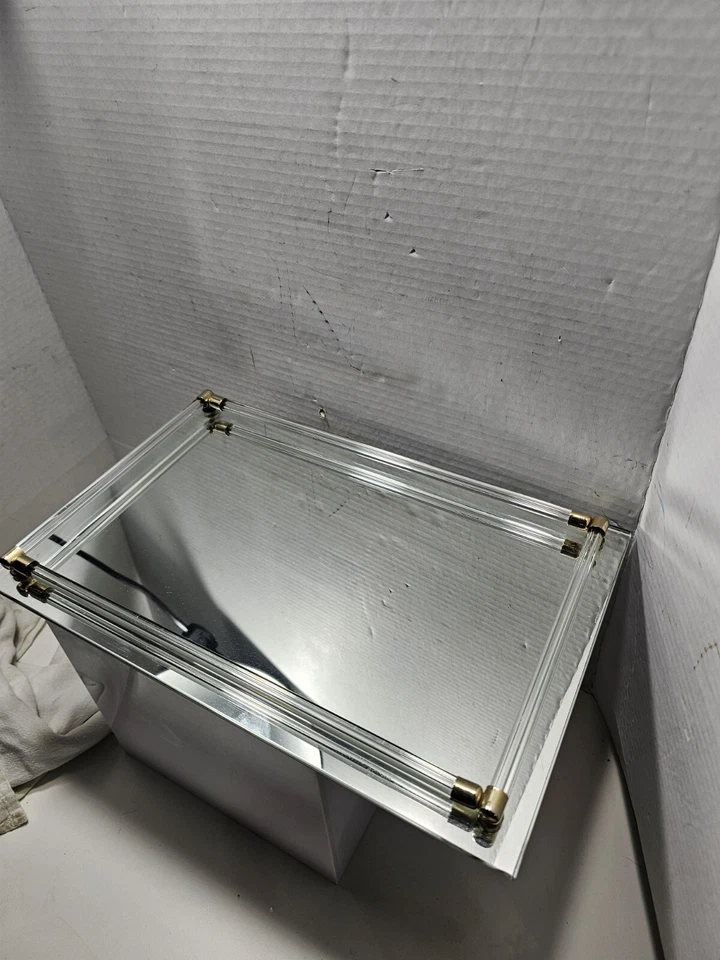 Vintage Rare Glass Silver Jewelry Display Serving Tray Rectangle 11” x 8” L - Image 2 of 4