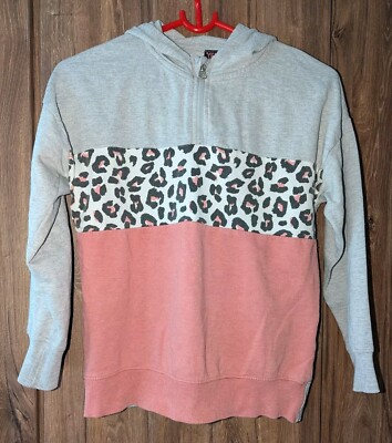 Y.F.K. Mädchen Pullover Sweatshirt Grau  Rosa Leopard Muster 
