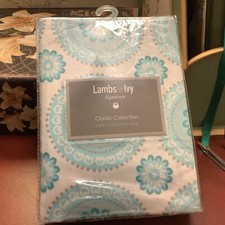 NEW/NIP Lambs  Ivy Baby Crib Sheet  Aqua Medallion  28x 52 Cotton FREE SHIPPING