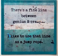 There's A Fine Line Between Genius & Crazy Use As Jump Rope -MAGNET