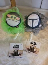 DISNEY STAR WARS MANDALORIAN BABY YODA THE CHILD GROGU BATH POUF SET LOT OF 2