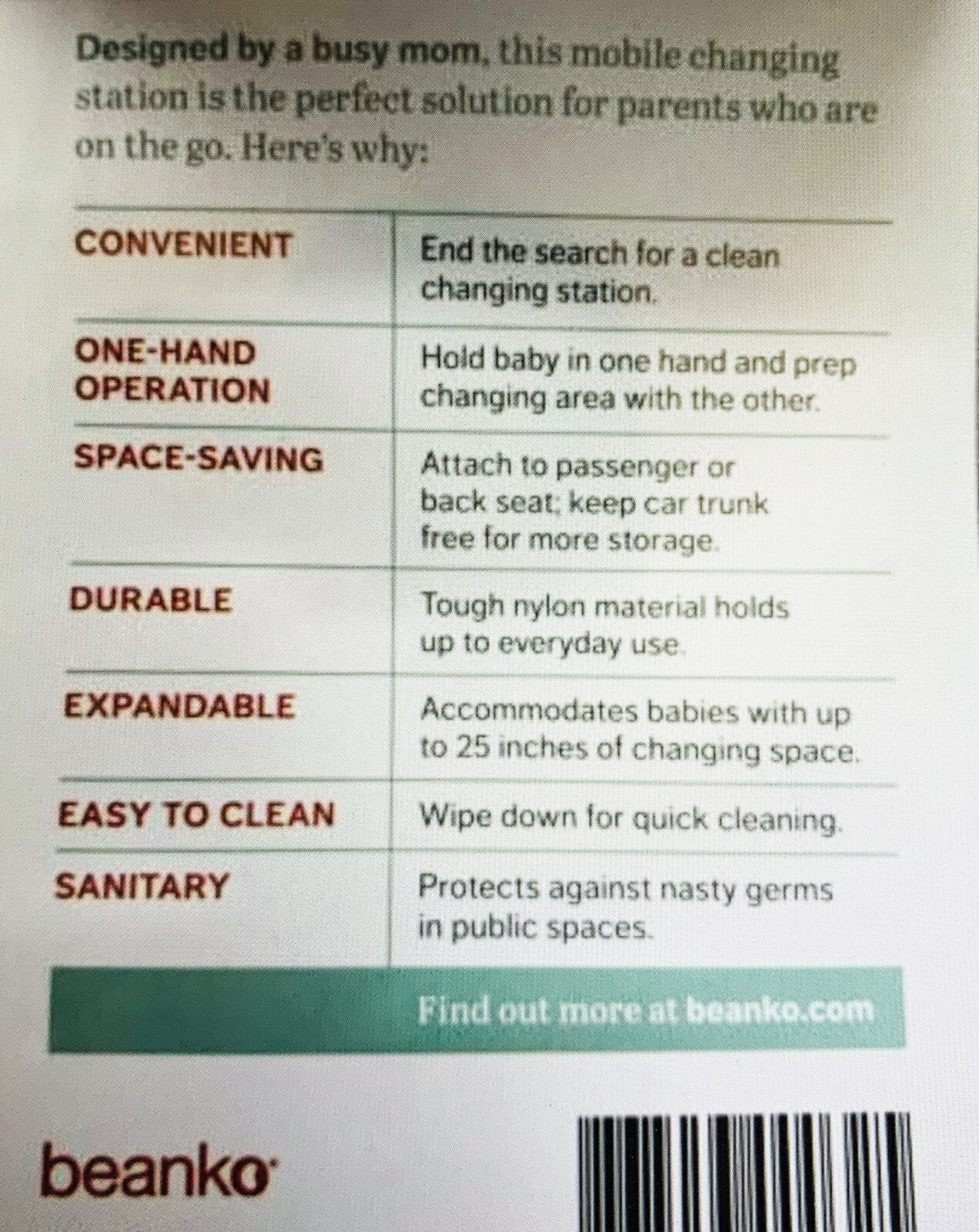 beanko mobile changing station