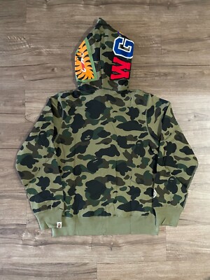 Bape 1st camo shark hoodie シャーク エイプ XL BAPE 1st camo yellow shark full zip hoodie a bathing ape WGM Size
