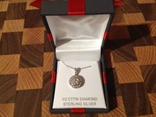 Sterling Silver 1/2 CTTW Diamond 18" Necklace Round Bling Sparkling NEW in Box