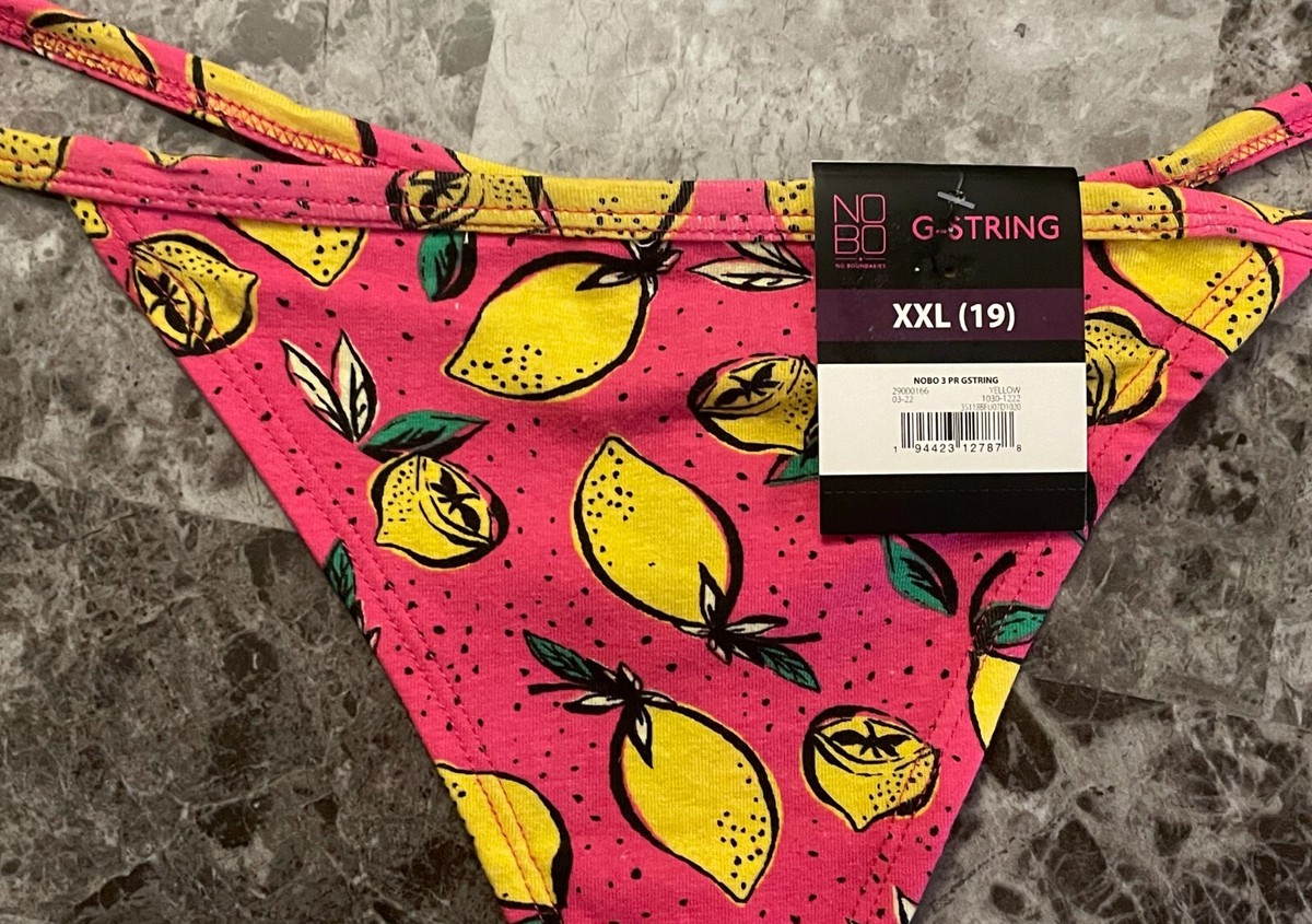 NWT NOBO NO BOUNDARIES XXL PINK GREEN YELLOW LEMON V STRING THONG