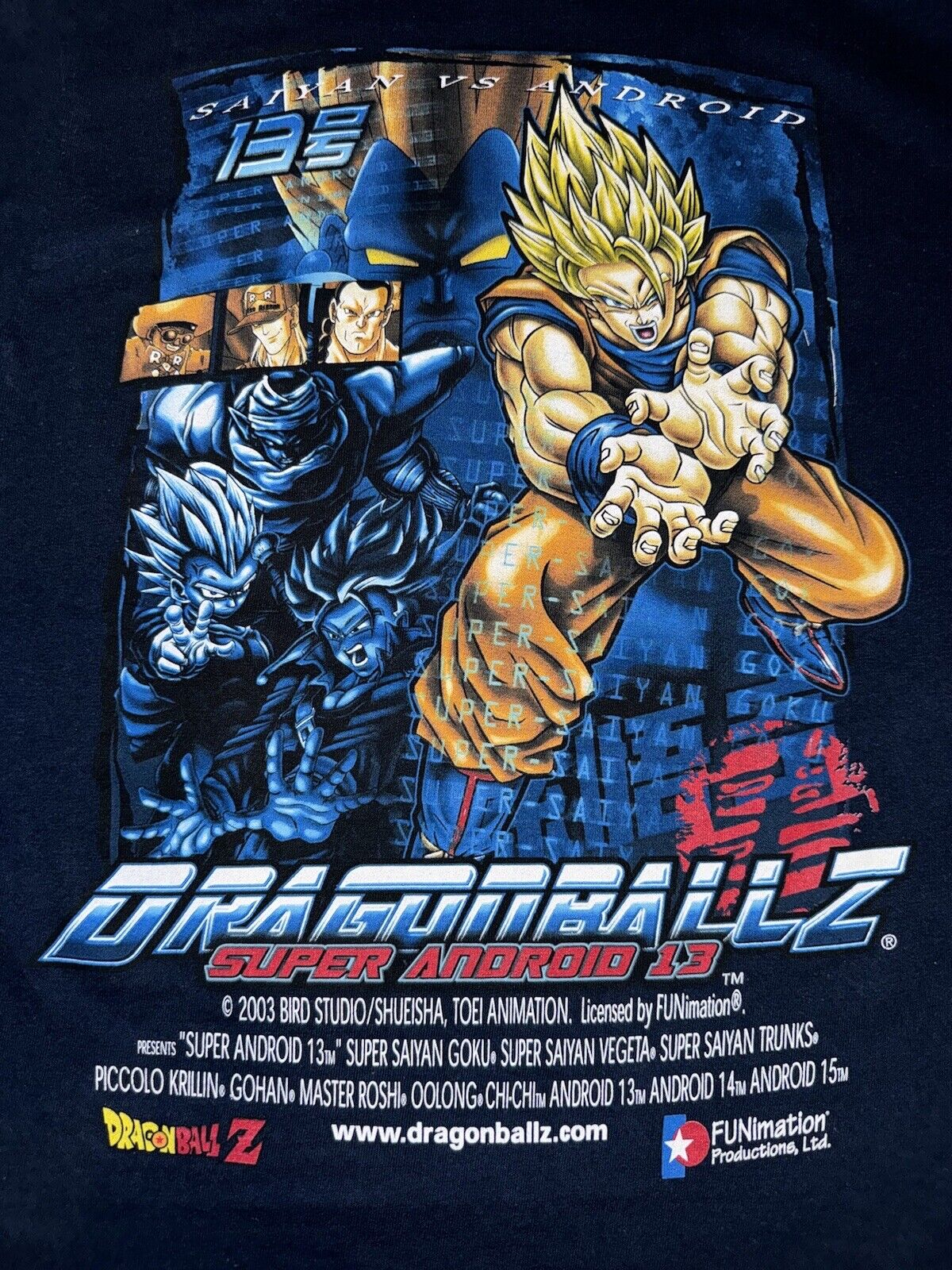 Vintage 2003 Dragon Ball Z Super Android 13 Movie Promo Shirt RARE!