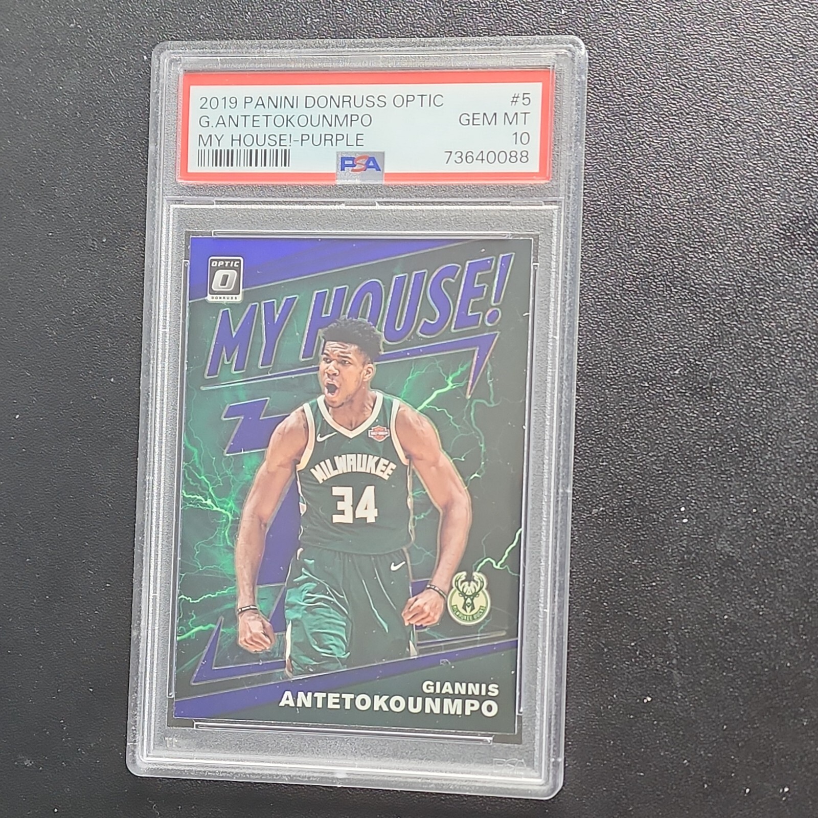 2019 Panini Donruss Optic- My House Purple Prizm #5 Giannis Antetokounmpo PSA 10
