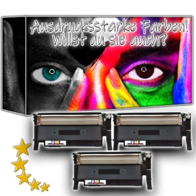3x Alternativtoner BLACK komp.zu CLT-K406S für HP SAMSUNG CLX-3305