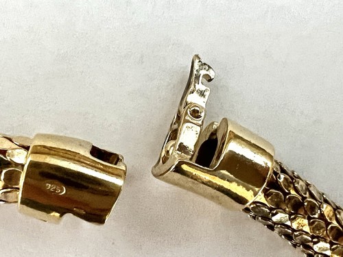 Collar de cadena gargantilla chapado en oro de plata de ley 925 redonda escamas de serpiente 17,5" L - Imagen 10 de 11