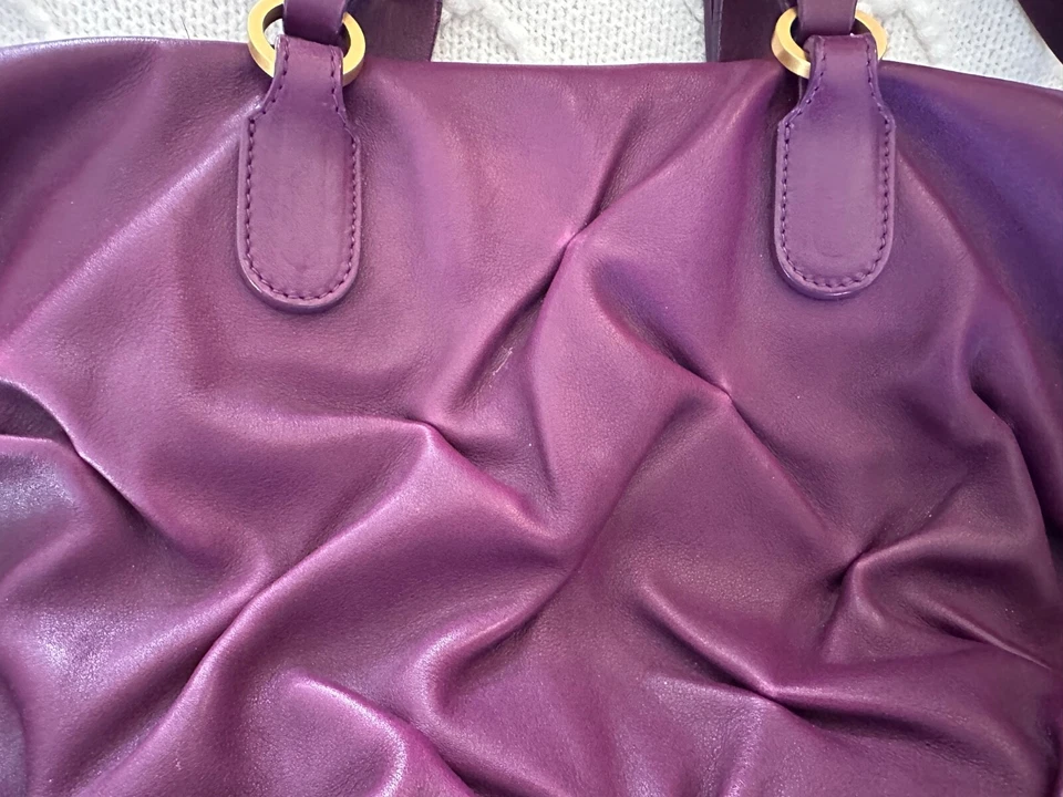 Smythson of Bond Street purple satchel crossbody strap quilted leather - Image 3 of 4