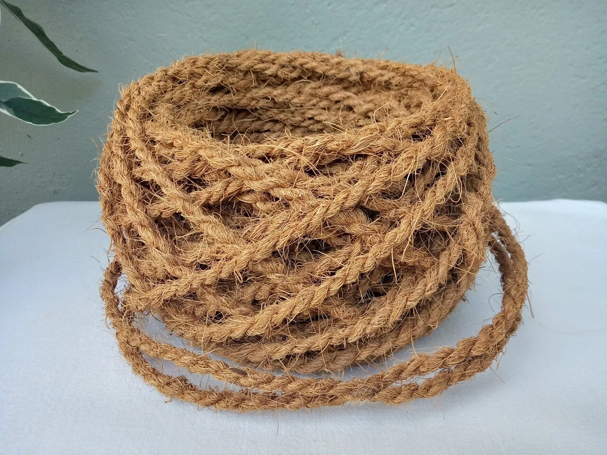 Natural Handmade Coconut Husk Coir Fiber Rope Twisted Eco Friendly string  10m