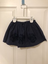 OshKosh B'gosh Girls Navy Blue Skirt With Ribbon Flowers  Built In Shorts 2T
