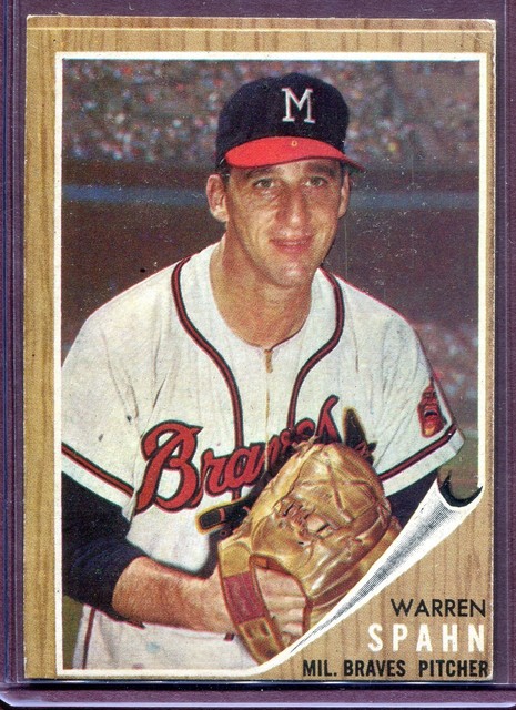 WARREN SPAHN 1962 Topps Baseball Card 100 Grade EX Off Centered 