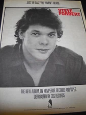 STEVE FORBERT Just In Case You Haven't Heard original 1982 PROMO POSTER AD