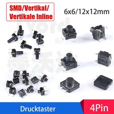 Taster 4.3-15mm Kurzhubtaster Mikroschalter 4Pin Drucktaster DIP 6x6/12x12mm