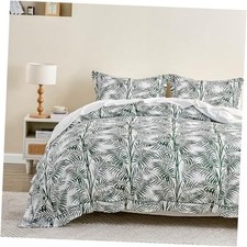 100 Cotton Duvet Cover Set Size, 3Pcs Forest Green King Leaves Forest Green
