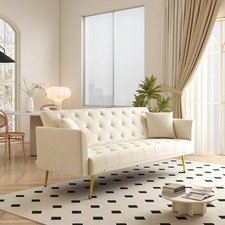 Modern Convertible Foldable Sleeper Sofa Velvet Loveseat Sofa Bed w/ Metal Legs