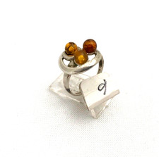 Sterling Silver .925 Natural Real Baltic 5mm Round Amber Ring 6