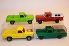 4 Vintage 1960s - 1970s Matchbox Lesney Pick-Up Trucks Kennel / Wild Life / Ford