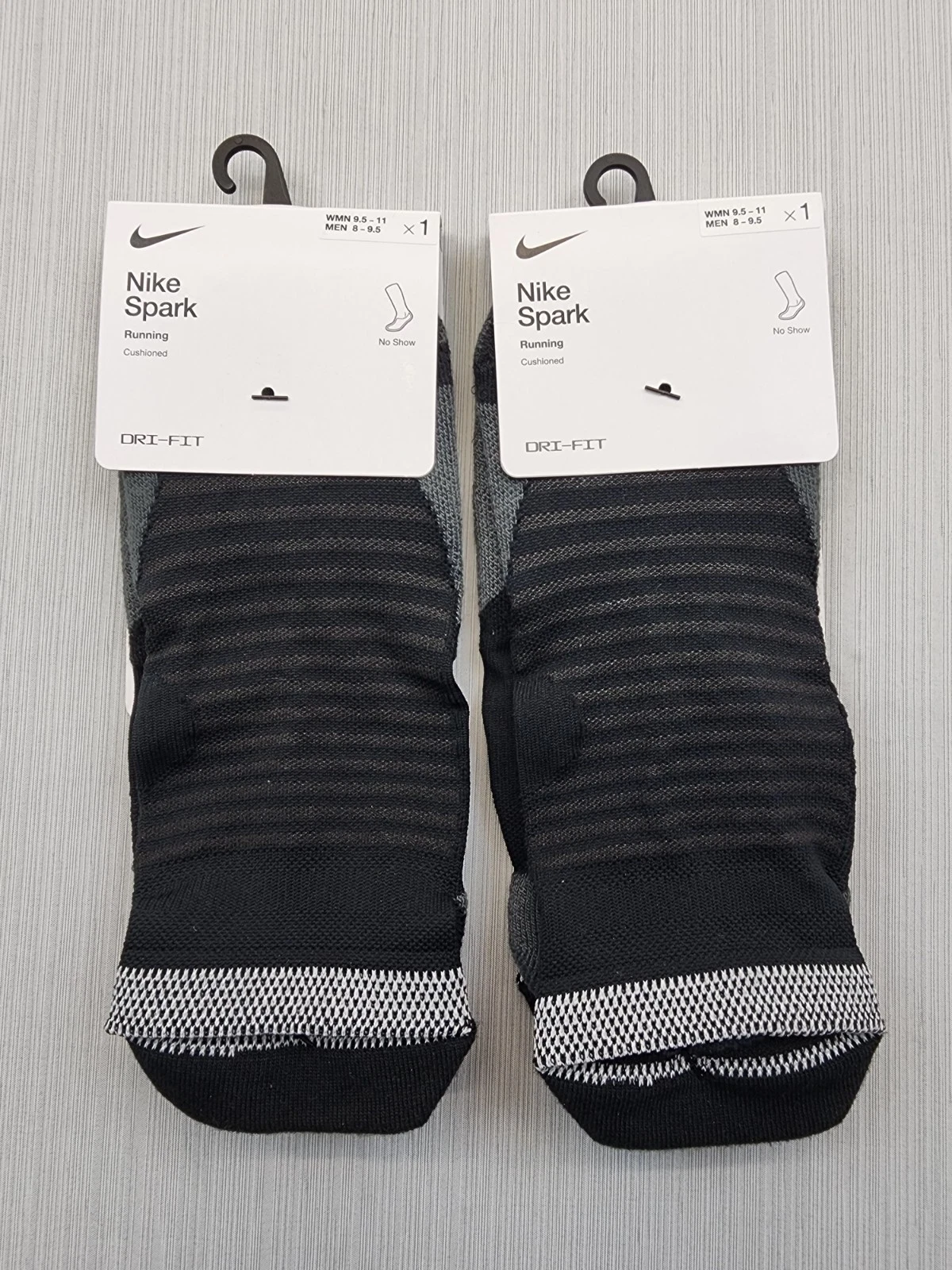 New 2 Pairs Nike Spark Cushioned No Show Socks Mens 8-9.5 Womens 9.5-11