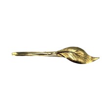 Vintage Gold Tone Textured Leaf Hair Clip Alligator Barrette Botanical Accessory