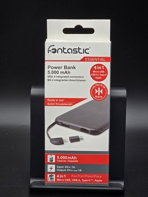 Powerbank 4in1echte 5000mAh(500000)Akku ultraslim dünn f.USB-micro-TypeC+iPhone 