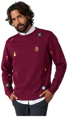 OppoSuits Deluxe Men's Sweaters X-Mas Icons - Burgundy - Opposuits