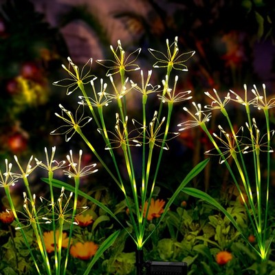 Solar Garden Lights Outdoor: Waterproof 2-Pack DIY Decorative Firework Lights...