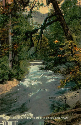 Vintage Snoqualmie River in The Cascades Wash. Asahel Curtis White Border PC