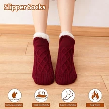 Women Slipper Socks with Gripper Winter Non Slip Thick Fuzzy Warm Socks Cozy