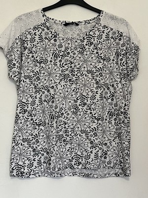 BM Collection Schwarz-Weiß Baumwollmix Top Gr. 16