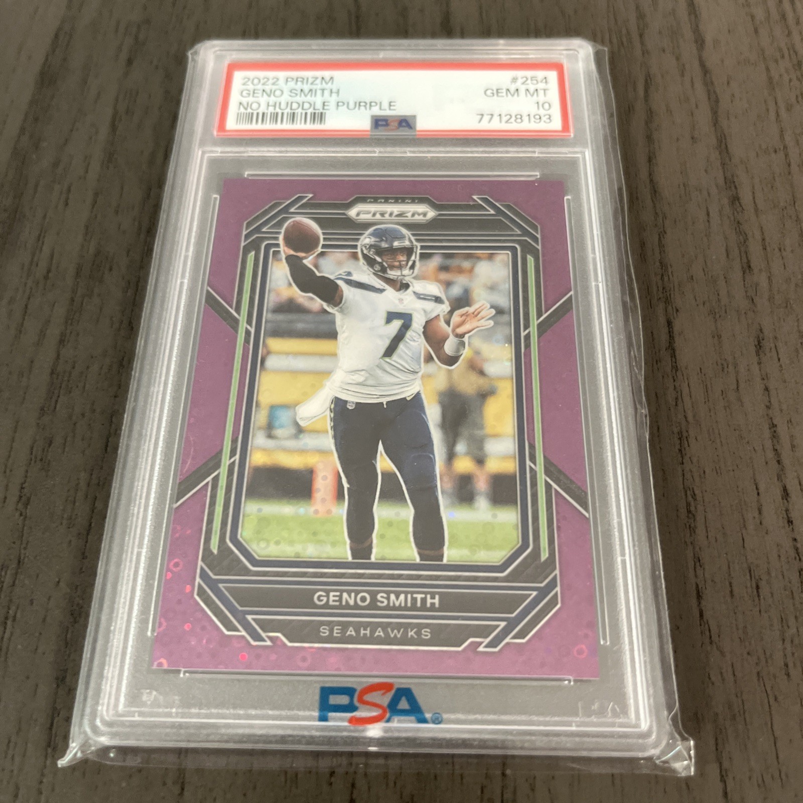 2022 Panini Prestige Geno Smith No Huddle Purple 05/35 Seattle Seahawks