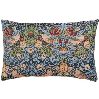 William Morris Strawberry Thief Wandteppich XL rechteckiges Kissen, blau. 23x15''