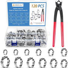 120PCS Hose Clamp Kit   304 Stainless Steel Single Ear Clamps, 12 Sizes 5.3Mm-2