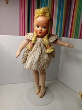 Vintage Celluloid Face Dutch Girl Circa 1950's 16" Tall Doll Soft Body