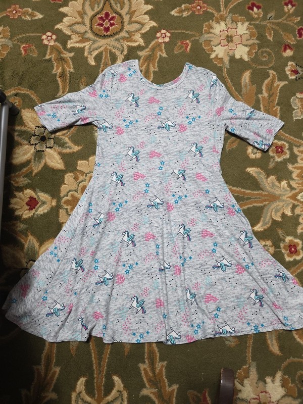 Girls Sz 10-12  Unicorn Themed Flared Dress 2Cute!!