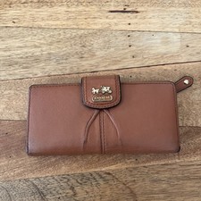 VINTAGE COACH BROWN CARRIAGE LOGO MADISON SLIM CARD ID SLOT ZIPPER COIN WALLET