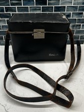 Vintage Kodak Black Leather Hard Camera Case with Strap  Red Lining