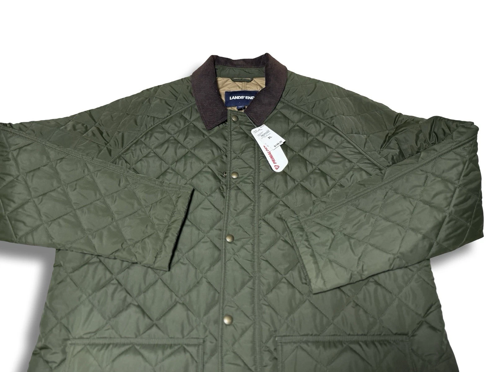 NWT! Lands End Quilted Jacket Mens XL Green Primaloft Corduroy Collar Chore Coat image 10