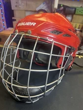 BAUER IMS 7.0 HOCKEY HELMET W/MATCHING 🆕 CAGE SIZE Large Red