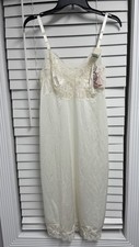 VTG SHADOWLINE Lace Trim Nightgown Slip Dress 36. 26  Ivory Made In USA