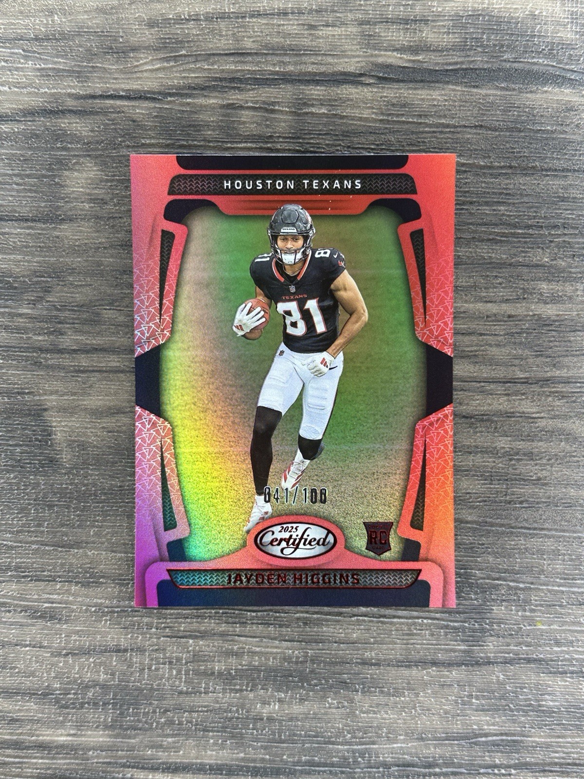 2025 Panini Certified Jayden Higgins RC Mirror Red /100 Houston Texans #130