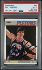 BILL LAIMBEER SIGNED DETROIT PISTONS 1987 FLEER #61 PSA 5 AUTO 9