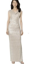 Lauren Ralph Lauren Metallic Ruched Cowl Neck Maxi Dress Evening Formal Gold 6
