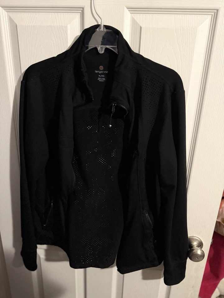 Chaqueta para mujer Tangerine negra activa con cremallera completa talla XL Foto 3 de 4